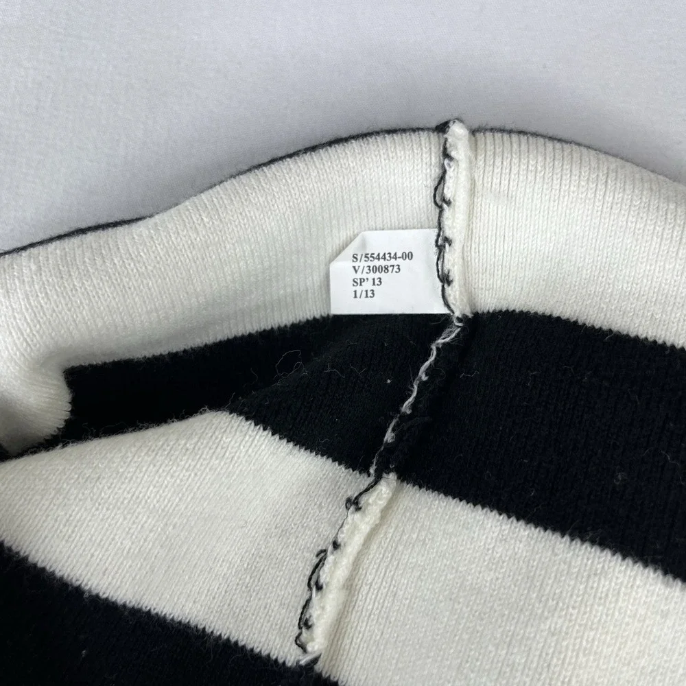 Banana Republic Women Small Black White Striped Peplum Knit Sweater Long Sleeve - Picture 15 of 16